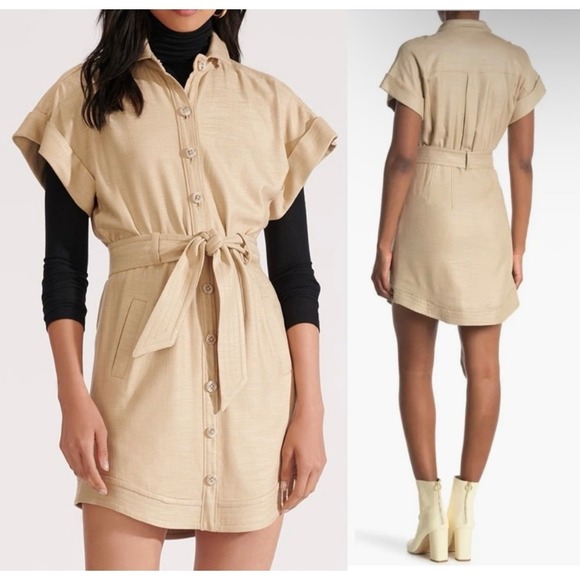Veronica Beard Dresses & Skirts - VERONICA BEARD Sadia Button Front Shirt Dress Tan Sz 4